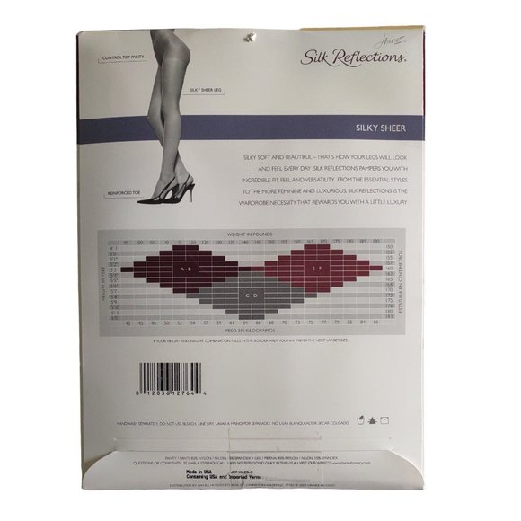 Hanes Silk Reflections SILKY SHEER Control Top Reinforced Toe Pantyhose Sz CD - Picture 2 of 7